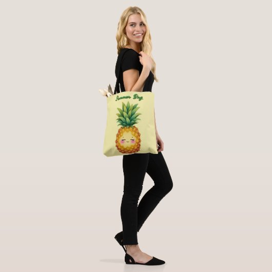 Happy Pineapple Summer Canvas tas (Op model)
