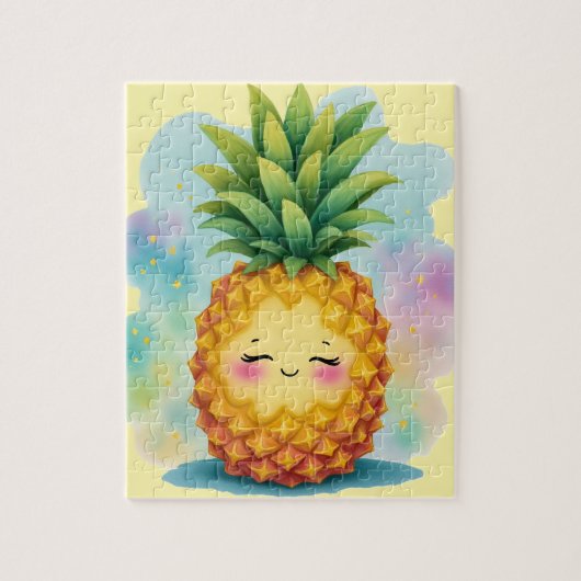 Happy Pineapple Tropical Jigsaw Puzzle Legpuzzel (Verticaal)