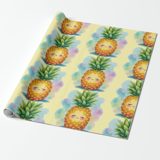 Happy Pineapple Wrapping Paper Cadeaupapier (Uitgerold)