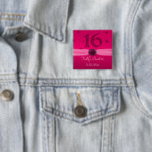 Happy Pink Birthday 16 Keepomwille Vierkante Button 5,1 Cm (In situ)