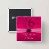 Happy Pink Birthday 16 Keepomwille Vierkante Button 5,1 Cm (Voorkant /achterkant)