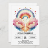 Happy Pink Clouds Meisje Verjaardag Kaart (Voorkant / Achterkant)