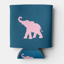 Happy Pink Elephant-Art Pattern Cute Blikjeskoeler
