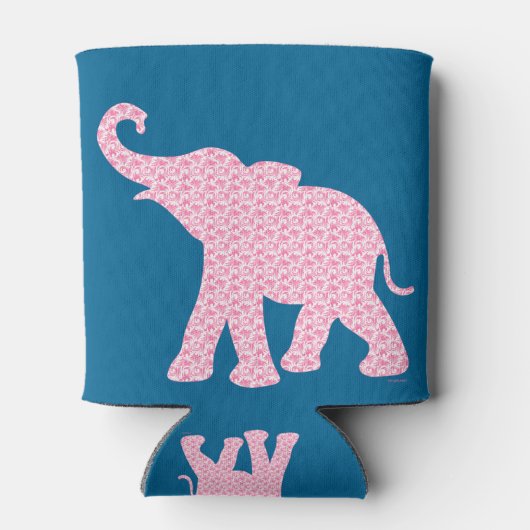 Happy Pink Elephant-Art Pattern Cute Blikjeskoeler (Achterkant)
