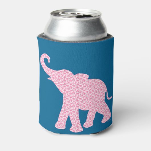 Happy Pink Elephant-Art Pattern Cute Blikjeskoeler (Blikje Achterkant)