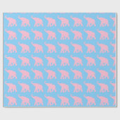 Happy Pink Elephant Art Pattern Cute Cadeaupapier (Vlak)