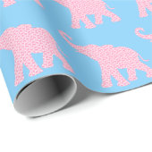 Happy Pink Elephant Art Pattern Cute Cadeaupapier (Rol Hoek)