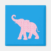 Happy Pink Elephant-Art Pattern Cute Magneet (Voorkant)