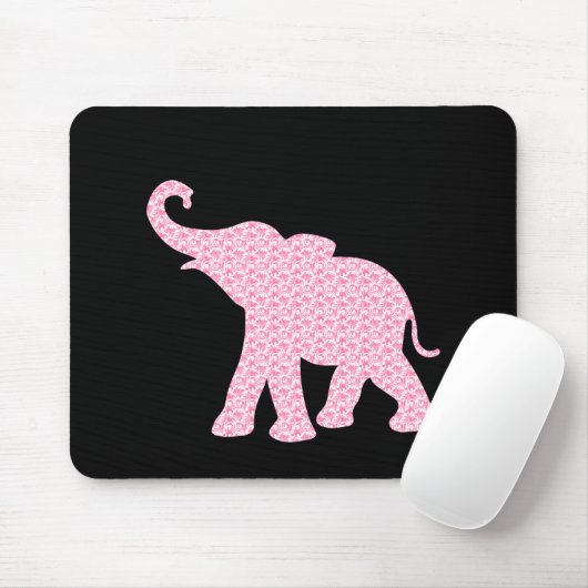 Happy Pink Elephant-Art Pattern Cute Muismat (Met muis)