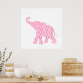 Happy Pink Elephant Art Pattern Cute Poster (Keuken)