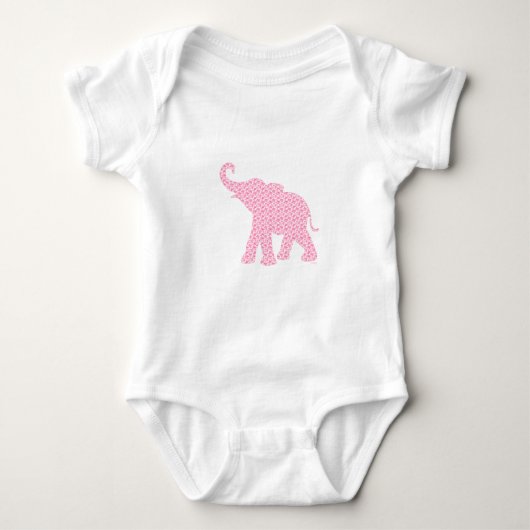 Happy Pink Elephant-Art Pattern Cute Romper (Voorkant)
