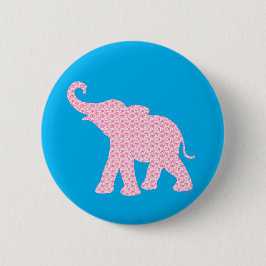 Happy Pink Elephant-Art Pattern Cute Ronde Button 5,7 Cm