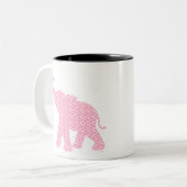 Happy Pink Elephant-Art Pattern Cute Tweekleurige Koffiemok (Voorkant links)