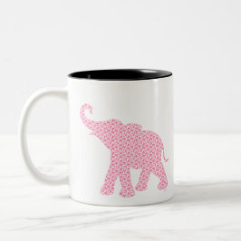 Happy Pink Elephant-Art Pattern Cute Tweekleurige Koffiemok