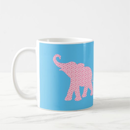Happy Pink Elephant-Art Pattern Modern Koffiemok (Links)