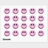 Happy Pink Emoji Face Ronde Sticker (Vel)