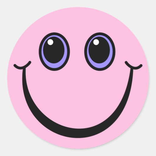 Happy Pink Emoji Face Ronde Sticker (Voorkant)