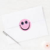 Happy Pink Emoji Face Ronde Sticker (Envelop)