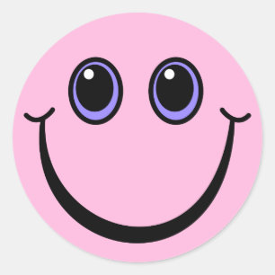 Happy Pink Emoji Face Ronde Sticker