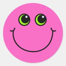 Happy Pink Emoji Face Ronde Sticker