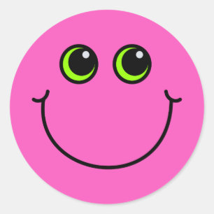 Happy Pink Emoji Face Ronde Sticker
