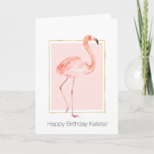 Happy Pink Flamingo Birthday Kaart