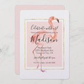 Happy Pink Flamingo Birthday Kaart (Voorkant / Achterkant)