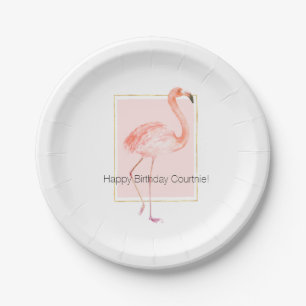 Happy Pink Flamingo Birthday Papieren Bordje