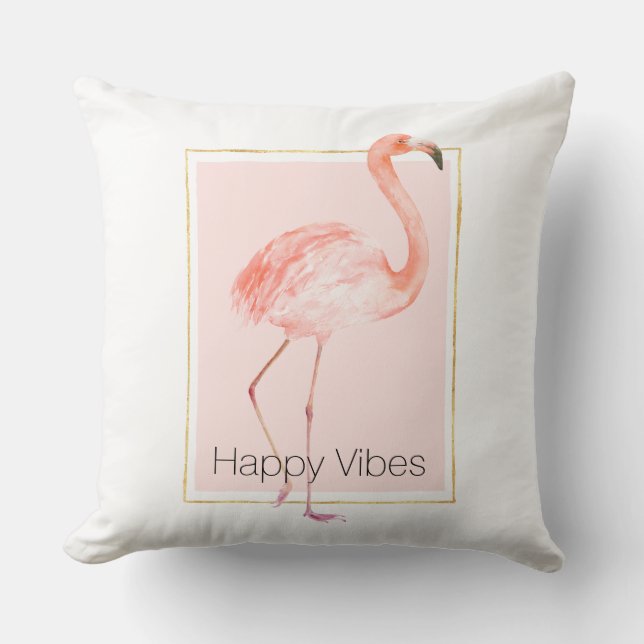 Happy Pink Flamingo Kussen (Voorkant)
