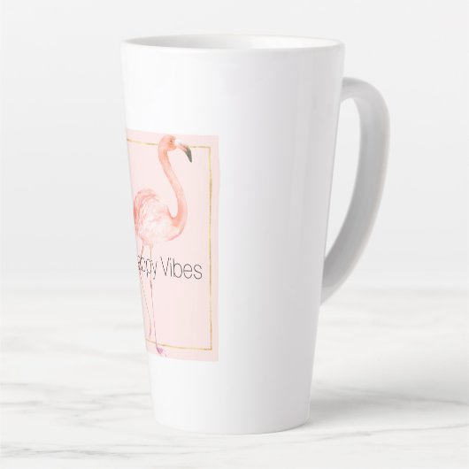 Happy Pink Flamingo Latte Mok (Rechterhoek)