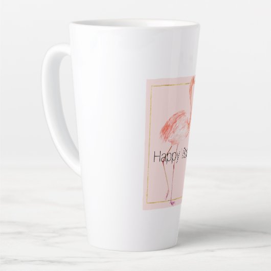 Happy Pink Flamingo Latte Mok (Linkerhoek)