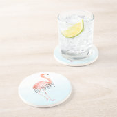 Happy Pink Flamingo Zandsteen Onderzetter (Zijkant)