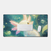 Happy Pink Gill Axolotl Glowing Pond Bureaumat (Keyboard & Muis)