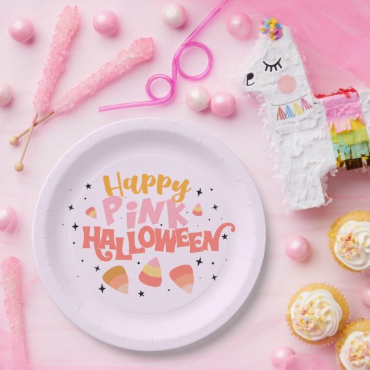 Happy Pink Halloween Paper Bord (Feest)