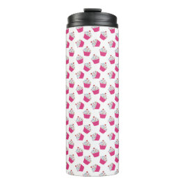 Happy Pink Heart Cupcake - Zoet Bakkerij Patroon Thermosbeker