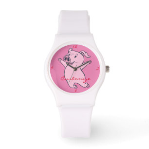 Happy Pink Jumping Thunder_Cove Horloge