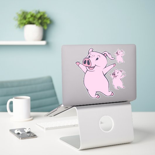 Happy Pink Jumping Thunder_Cove Sticker (Laptop op bureau)