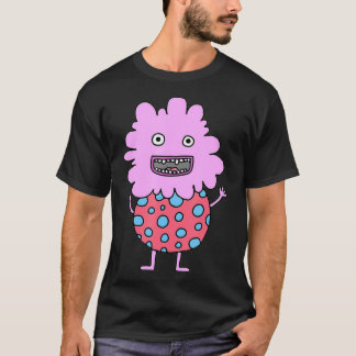 Happy Pink Monster met Blue Polka Dots T-shirt