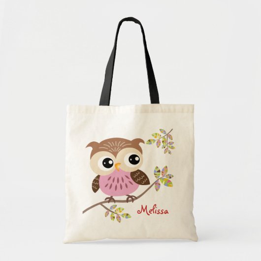 Happy Pink Owl Canvas tas (Voorkant)