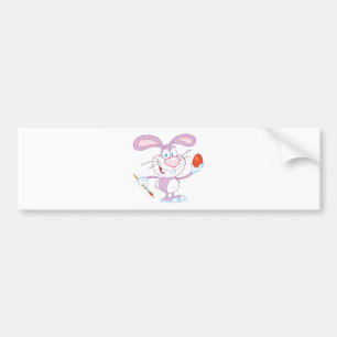 Happy Pink Rabbit Pazing Easter Egg Bumpersticker