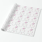 Happy Pink Snowman Cadeaupapier (Uitgerold)