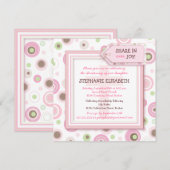 Happy Pink Stippen Baby Girl Uitnodiging (Voorkant / Achterkant)