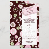 Happy Pink Stippen Baby shower Menu Kaart (Voorkant / Achterkant)