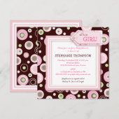 Happy Pink Stippen Girl Baby shower Uitnodiging (Voorkant / Achterkant)