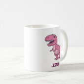 Happy Pink T-Rex Dino met Kinder naam Koffiemok (Voorkant rechts)