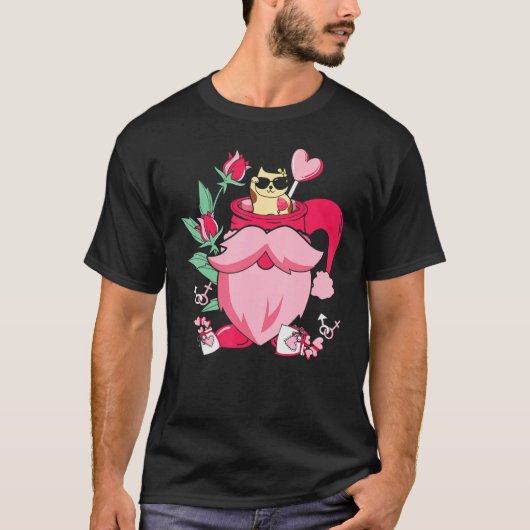 Happy Pink Valentijnsdag Cat in de koffiebeker G T-shirt (Voorkant)