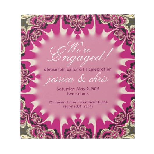 Happy Pink Verloving Budget Invitation notitieblok (Voorkant)