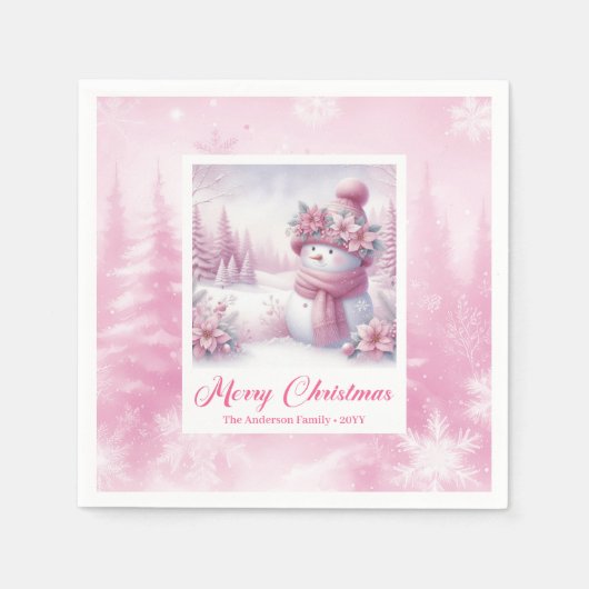 Happy Pinkmas Christmas Napkins Winter Forest Kids Servet (Voorkant)