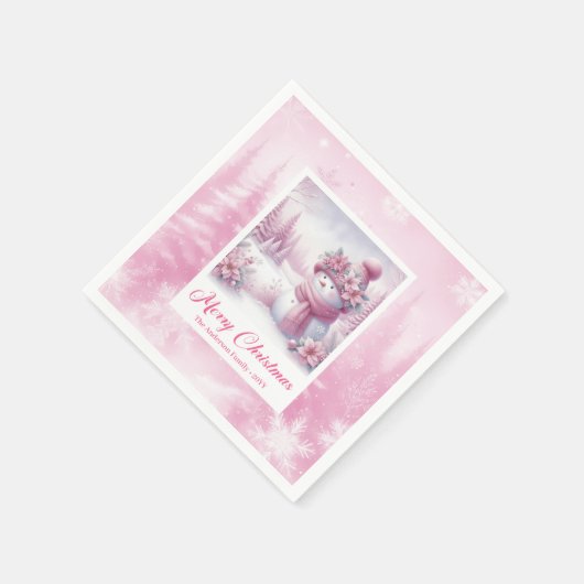 Happy Pinkmas Christmas Napkins Winter Forest Kids Servet (Hoek)