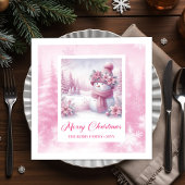 Happy Pinkmas Christmas Napkins Winter Forest Kids Servet